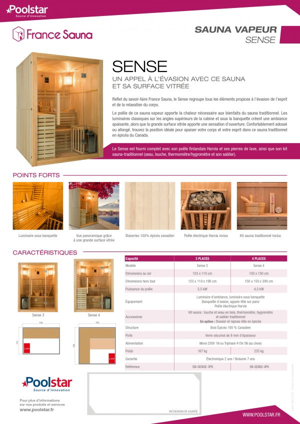 Sauna Vapeur Sense – Cabine Panoramique Traditionnelle 3 à 4 places – Image 3