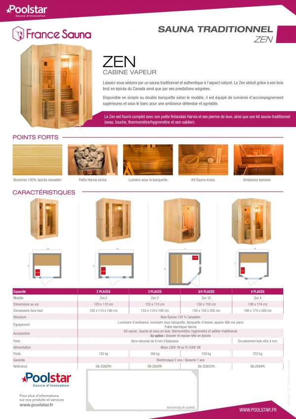 Sauna traditionnel ZEN – Cabine vapeur en épicéa du Canada 🌲2 à 4 places – Image 2