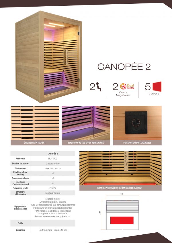 Sauna infrarouge Canopée – Cabine Infrarouge Triple Care & Bois d’Épicéa 2 à 6 places – Image 11