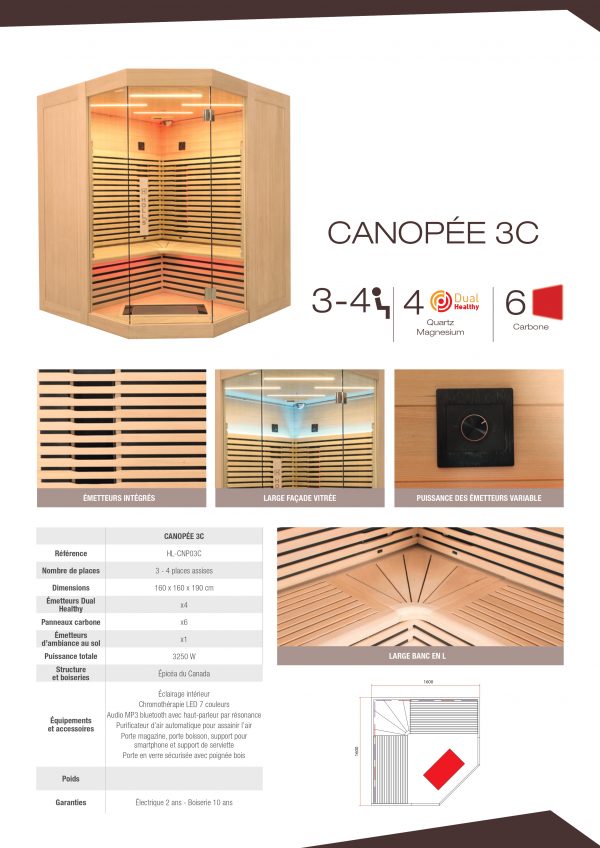 Sauna infrarouge Canopée – Cabine Infrarouge Triple Care & Bois d’Épicéa 2 à 6 places – Image 13