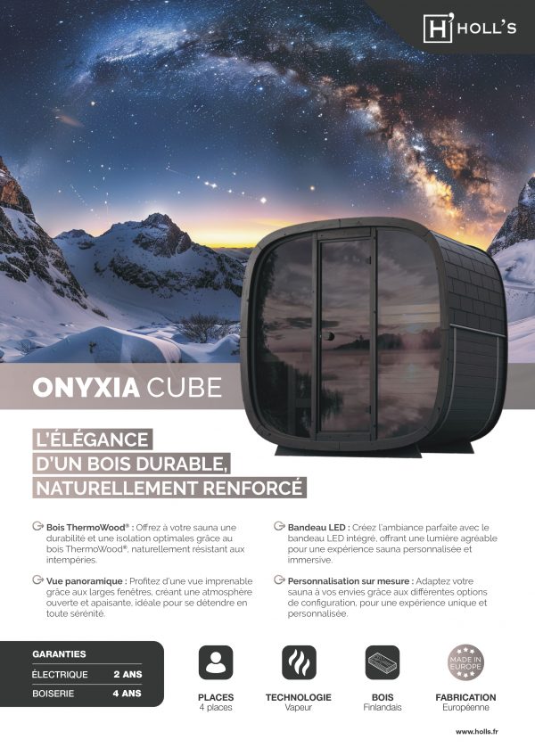 Sauna extérieur Onyxia Cube – Cabine vapeur 4 places Premium – Image 2