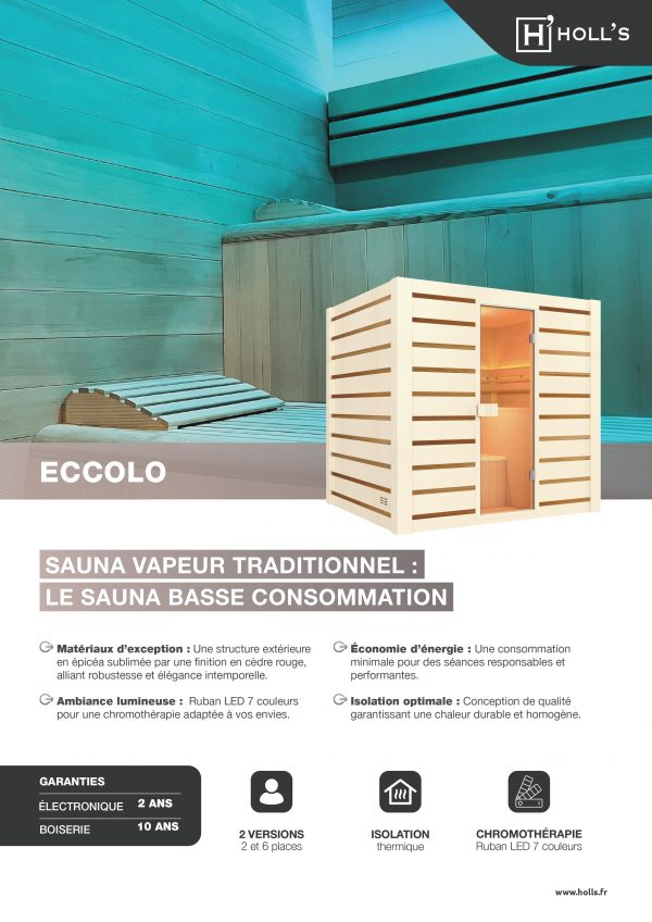 Sauna Vapeur Eccolo – Tradition & Économie, jusqu’à 6 places