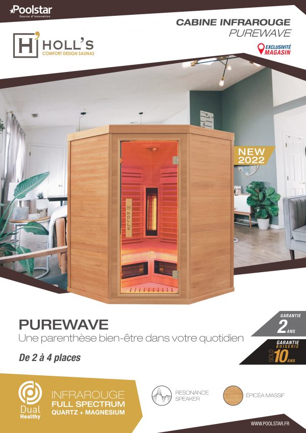 Sauna Infrarouge Purewave – Technologie Dual Healthy & Épicéa de Qualité de 2 à 4 places