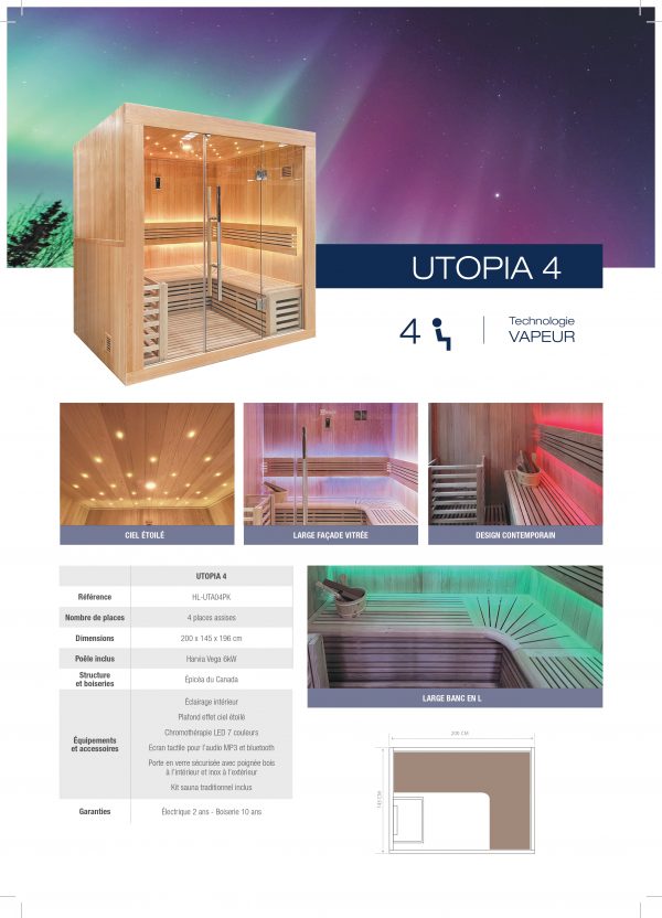 Sauna Vapeur Utopia – Cabine Traditionnelle & Luxe 2 à 6 places – Image 3