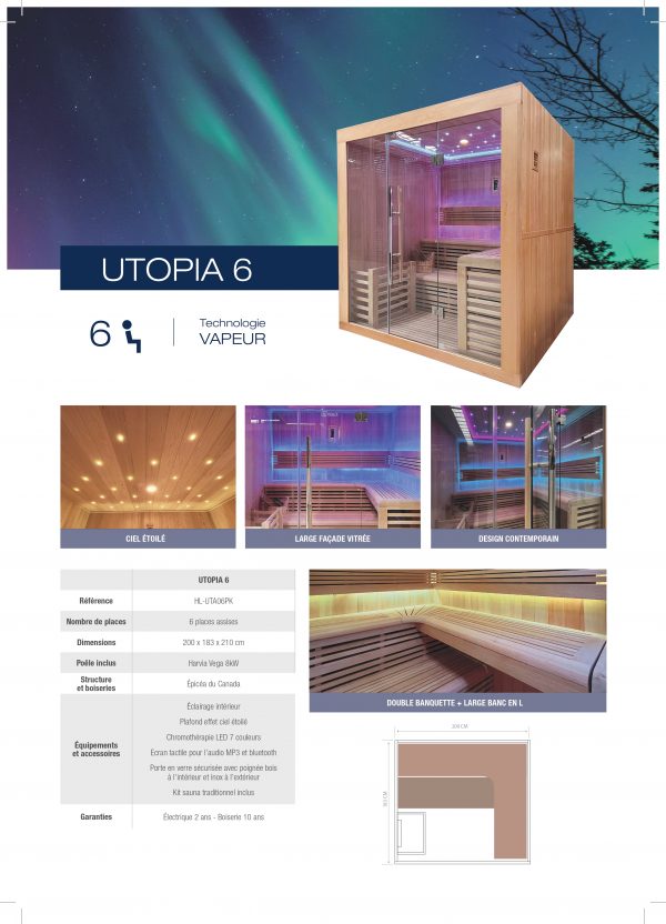 Sauna Vapeur Utopia – Cabine Traditionnelle & Luxe 2 à 6 places – Image 2