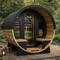 Sauna en bois dans un jardin verdoyant